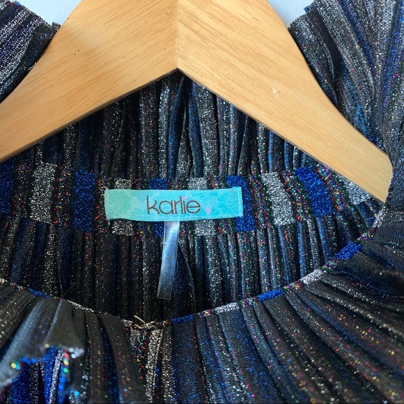 Karlie Metallic Blue/Silver/Multi Party Blouse - Picture 11 of 12